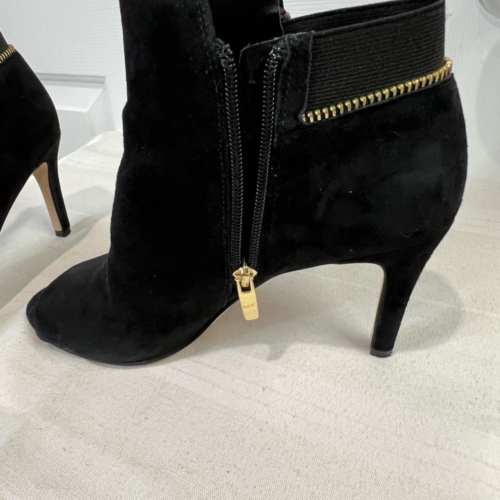 Marc Fisher black suede style Serenity peep toe high heel zipper bootie 8 1/2 - Picture 11 of 16